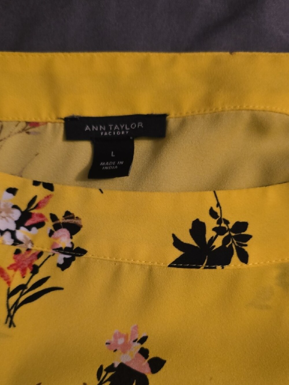 Ann Taylor Yellow Floral Boatneck Blouse - Picture 2 of 3